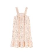 Pink floral kawaii princess pajamas with ruffled shoulders.