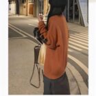 Bowed Loose Pullover - Korean Aesthetic word3