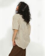 Vintage striped short sleeve shirt - preppy aesthetic shirt, back view.