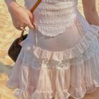 High Waist Ruffled Chiffon Skirt - Coquette Aesthetic word1