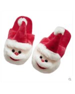 Pair of santa cotton slippers featuring a festive Santa Claus design with a red hat and white fur.