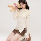 Off-shoulder Long-sleeved Sweater - Kawaii Aesthetic word1