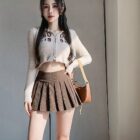 Pleated Corduroy Skirt - Preppy Aesthetic word1