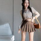 Pleated Corduroy Skirt - Preppy Aesthetic word1