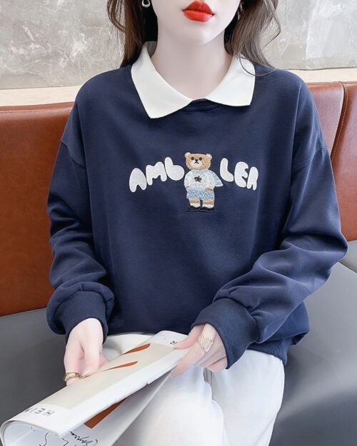 Loose Bear Sweatshirt - Korean Aesthetic