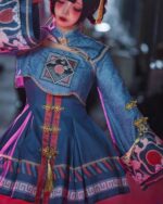 Detailed Jiangshi Lolita Costume with intricate embroidery, lace, and tassels, perfect for Halloween or cosplay.