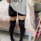 Cute Cotton Black Shorts - Kaomoji Aesthetic word2