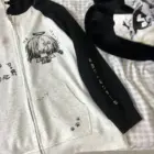 Black and White Cardigan Hoodie - Animecore Aesthetic word2
