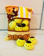 A large snack bag plushies toy filled with cute plush donuts.