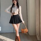 Pleated Corduroy Skirt - Preppy Aesthetic word1