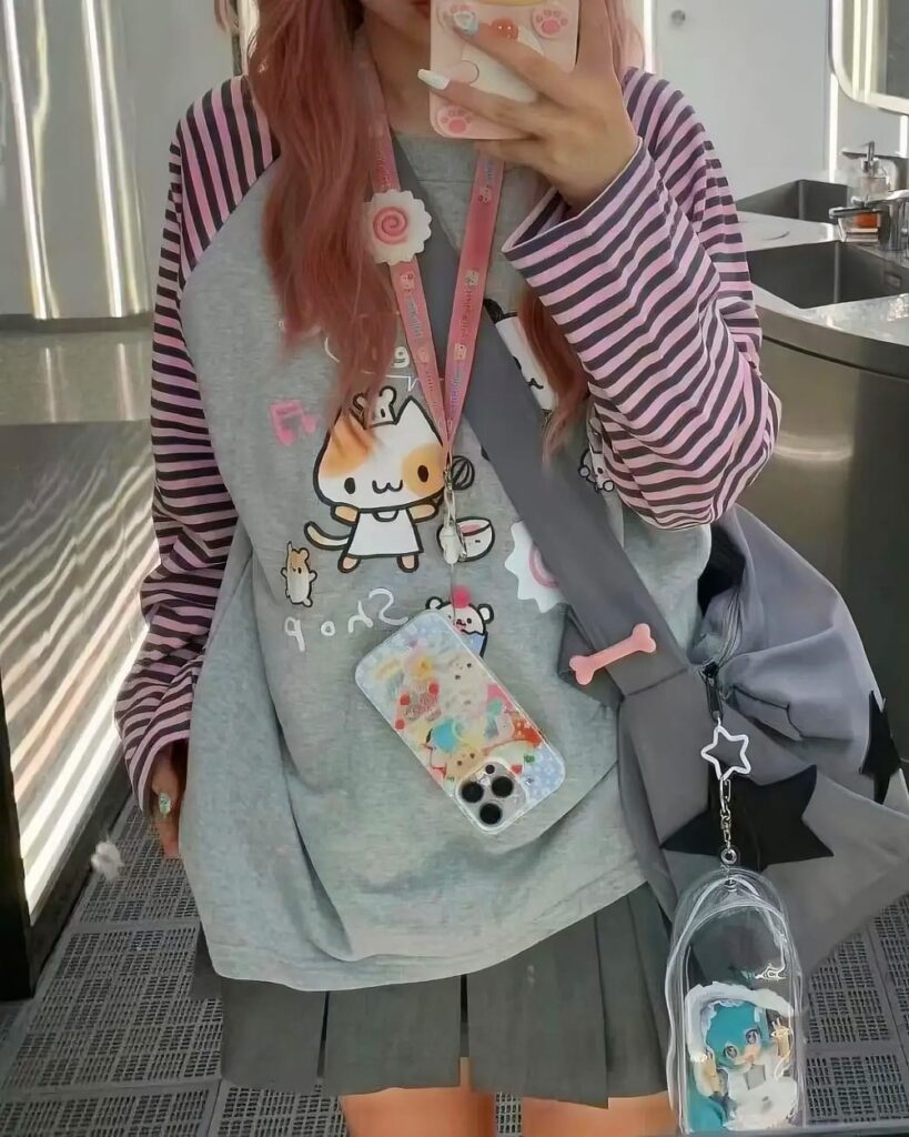 Cat Cafe Sweatshirt - Harajuku Aesthetic kawaii cat hoodie featuring cute character designs.