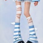 Stripped Gyaru Socks - Harajuku Aesthetic word3