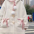 Fluffy Hooded Schoolgirl Coat word2