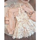 Pink Bow Floral Dress - Soft Girl Aesthetic with cardigan and accessories.