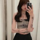 Mesh Pattern Long Sleeve Top - Witchcore word2