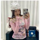 Retro Style Long Sleeves Pink Top - Cutecore Aesthetic word2