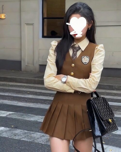 Korean Three-piece Suit - College Aesthetic