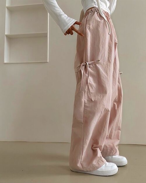 Loose Laced Trousers - Korean Aesthetic
