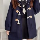 Hooded Woolen Coat - Kawaii Aesthetic word1