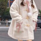 Fluffy Hooded Schoolgirl Coat word2