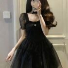 High Waist Black Dress - Aesthetic Vintage word2
