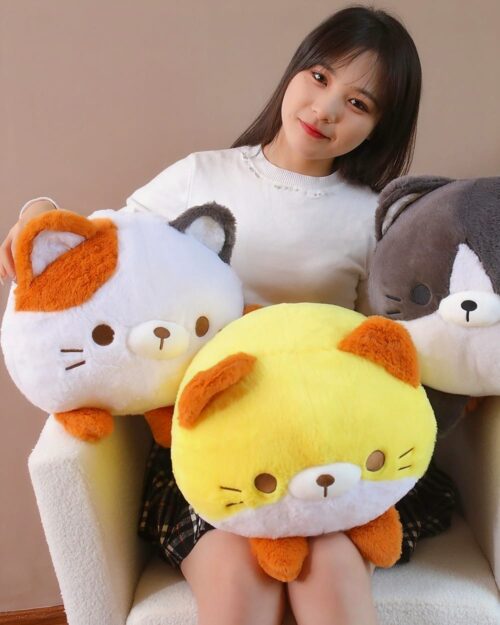 Kawaii Neko Cat Round Pillow - Chonky Plushies