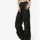 Rivet Design Loose Pants - Korean Aesthetic word1