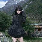 Black Laced Short Dress - Gothic Aesthetic word3