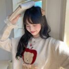 Apple Bear Sweater - Cottagecore Aesthetic word3