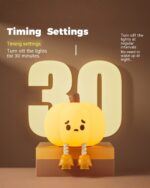 Pumpkin night light showing a 30 timer setting with a cute pumpkin design.