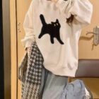 Oversize Round Neck Sweater - Scaredy Cat Edition word1