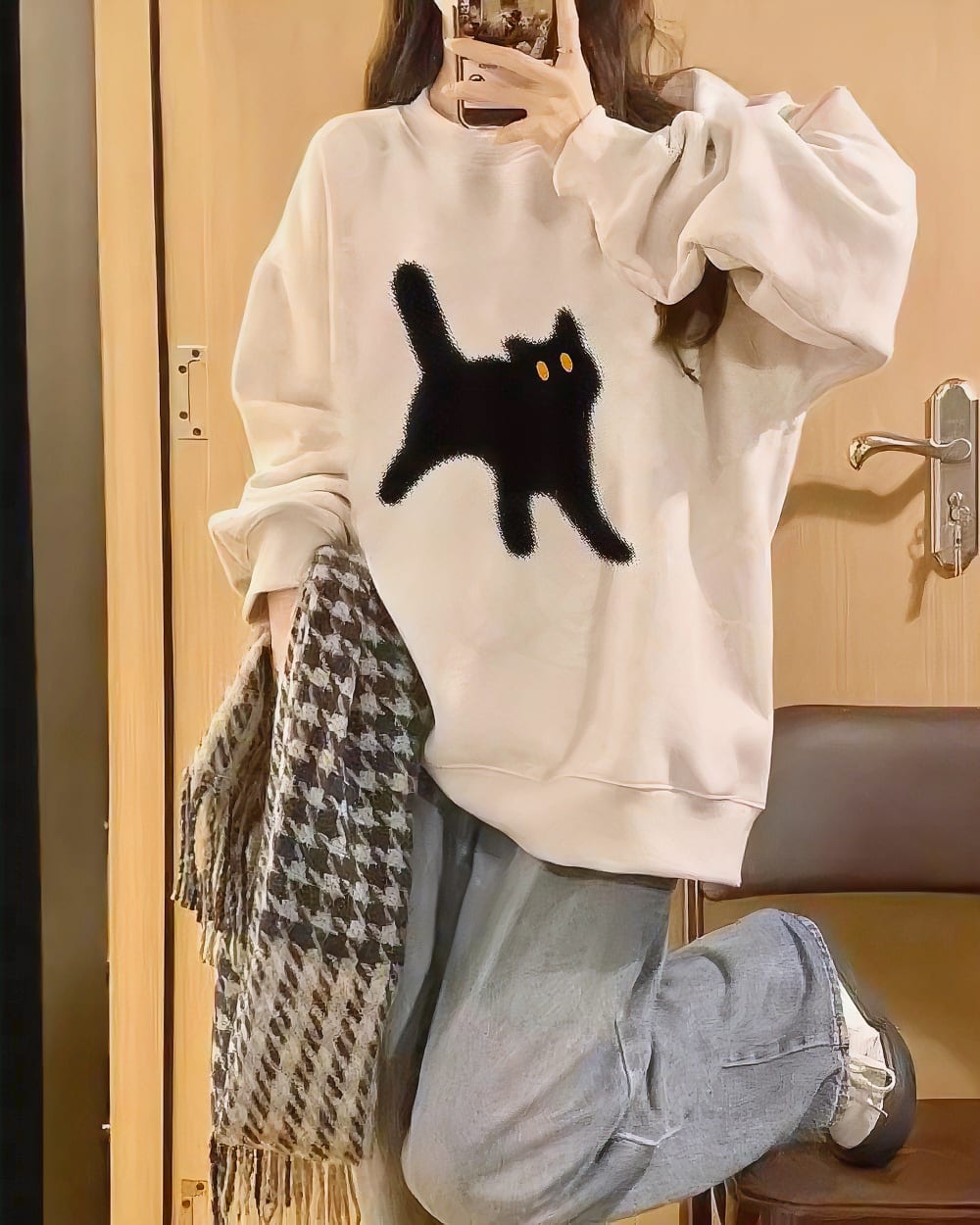 qdoas6ipd0o92awrzja4.jpg Oversize Round Neck Sweater - Scaredy Cat Edition word1