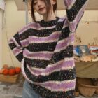 Striped Loose Sweater - Y2K Aesthetic word2