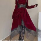 Retro Red Velvet Waist Up Dress - Gothic Aesthetic word2