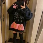 Black Pink Cat Hoodie - Cutecore Aesthetic すきび word2