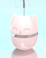 Pink kawaii cat toy, automatic feather tumbler with cat ears.