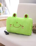 Kawaii usb hand warmers, green plush frog shaped hand warmer with heating cable.
