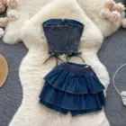 Two-piece Coquette Denim Set - Y2K Aesthetic word3