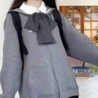 Sailor Collar Gray Jacket - Japanese Streetwear word3