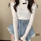 Laced Hollow-out Long-sleeved Top word3