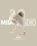 MIAA fox ears hat, a fluffy winter hat with attached fox ears and a cord.