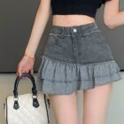 Ruffled Retro Denim Skirt - Y2K Aesthetic word1