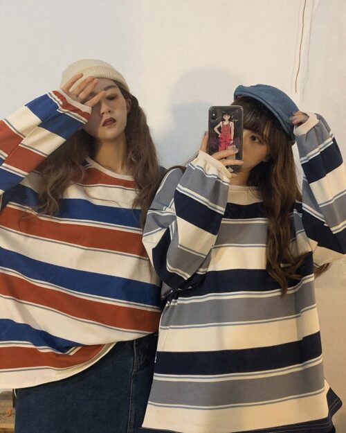 Loose Striped Sweatshirt - Comfy Aesthetic