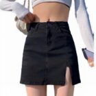 High Waist Denim Skirt - Y2K Aesthetic word1