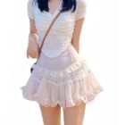 High Waist Ruffled Chiffon Skirt - Coquette Aesthetic word1