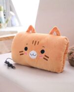 Kawaii usb hand warmers, plush heated pocket, orange cat design.