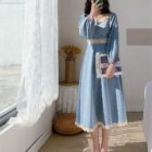 Retro Square Collar Dress - French Aesthetic word1