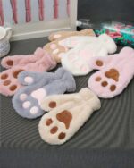 Assorted Neko Paw Winter Gloves, featuring plush paw-shaped designs in various colors.
