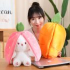 Kawaii Transformable Bunny Plushie - Carrot and Strawberry word3