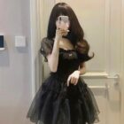 High Waist Black Dress - Aesthetic Vintage word2